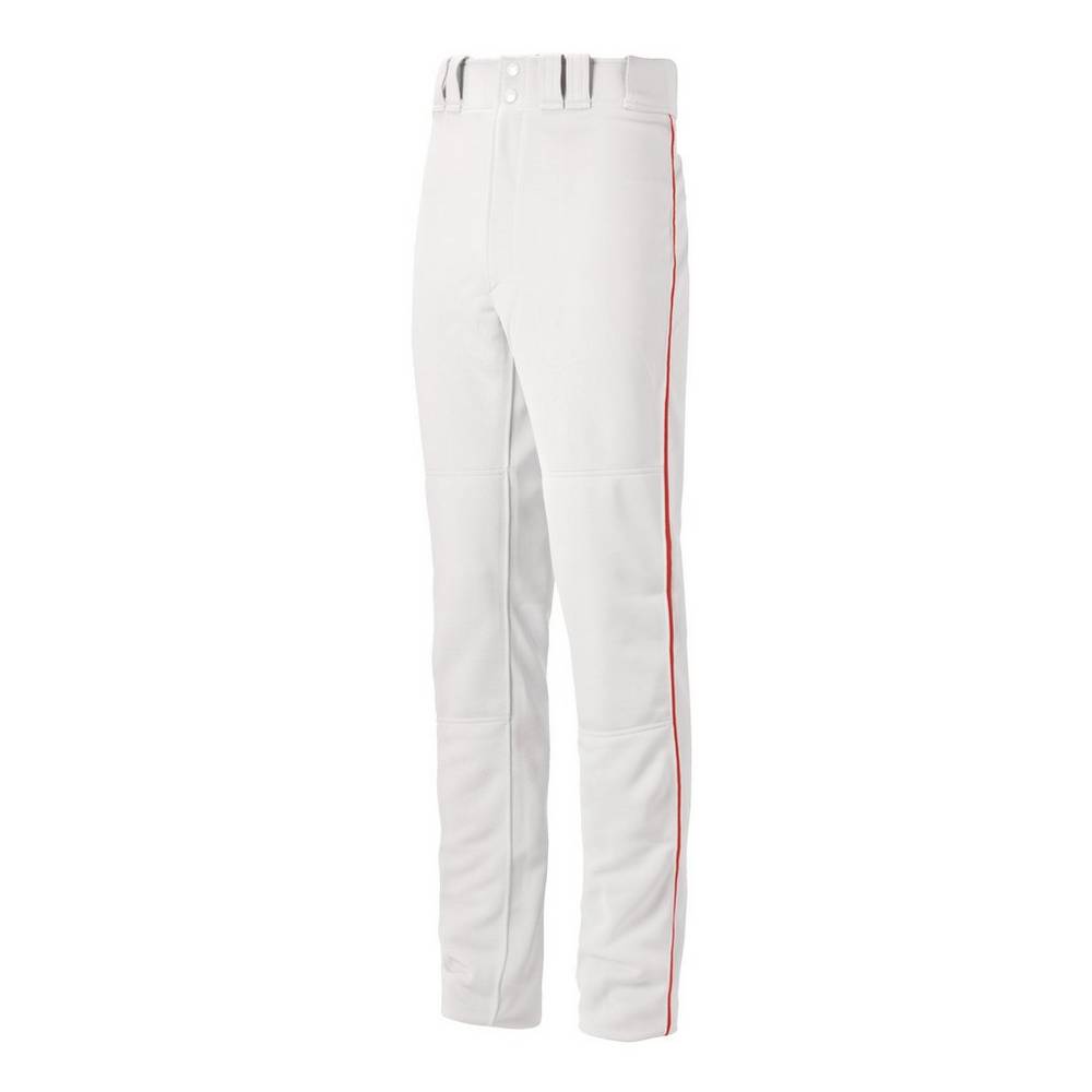 Pantalones Mizuno Premier Pro Piped G2 Hombre Blancas/Rojas Outlet RDIU-87539